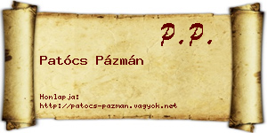 Patócs Pázmán névjegykártya